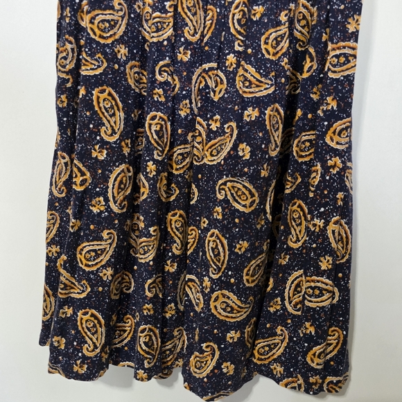 Vintage 90s Express Paisley Maxi Skirt Rayon Blue Orange Boho Gorpcore Medium - Picture 9 of 9